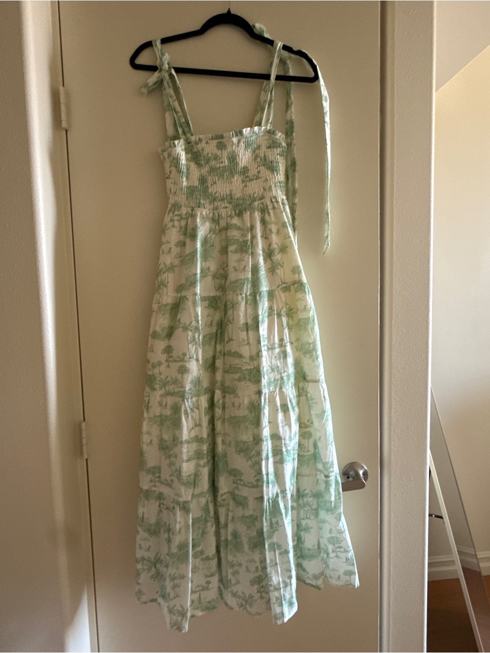 Kivari Green Toile Tie-Shoulder Sundress